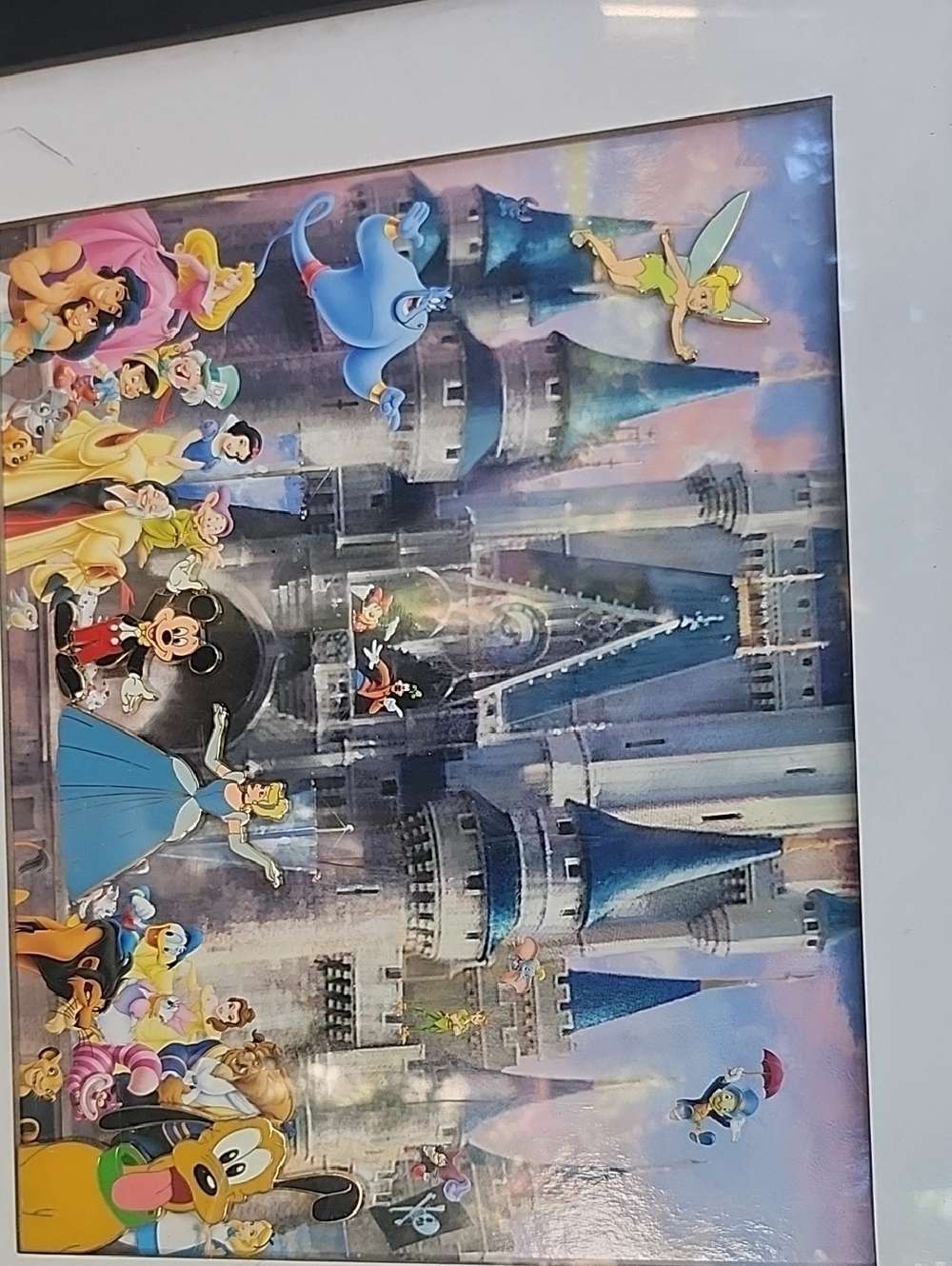 Disney Princess & Characters Castle Art Print - Colorful Disney Scene With Pins!